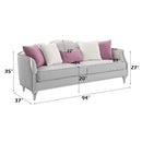 Kasa 94" Sofa w/5 Pillows, Beige Linen & Champagne Finish Acme