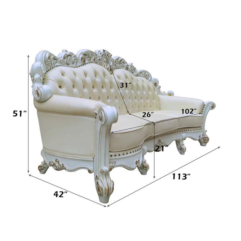 Vendome Oversized 113" Sofa w/6 Pillows, Champagne Faux Leather Acme