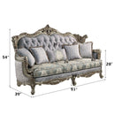 Miliani 91" Sofa w/5 Pillows, Fabric & Antique Bronze Finish Acme