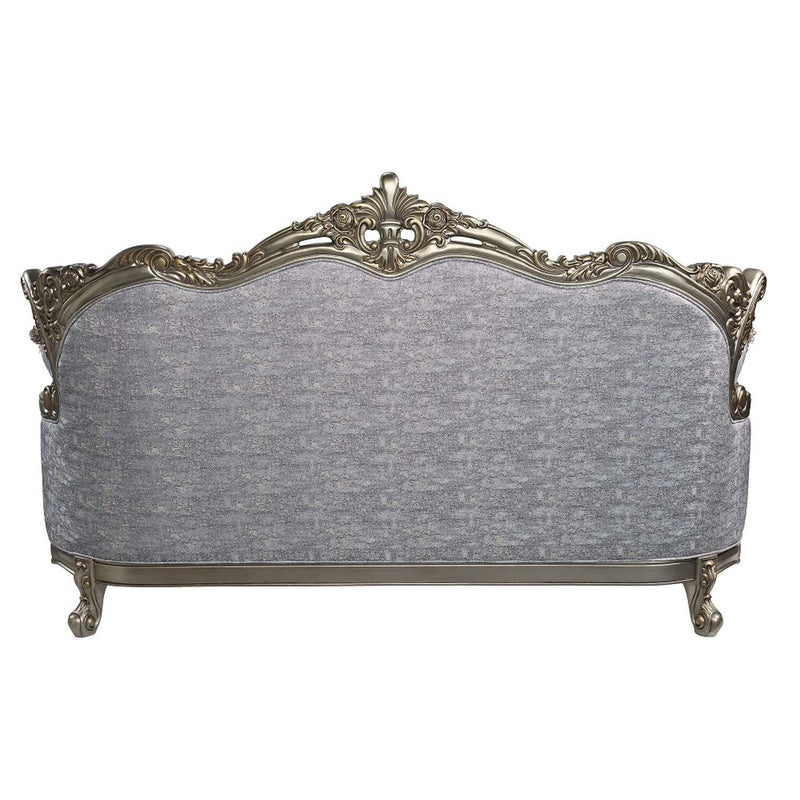 Miliani 91" Sofa w/5 Pillows, Fabric & Antique Bronze Finish Acme