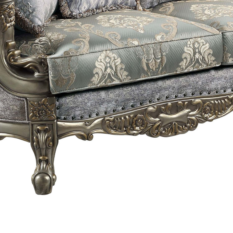 Miliani 91" Sofa w/5 Pillows, Fabric & Antique Bronze Finish Acme