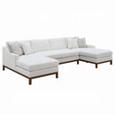 Valiant 127" Sectional sofa w/4 Pillows, Ivory Chenille Acme