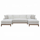 Valiant 127" Sectional sofa w/4 Pillows, Ivory Chenille Acme