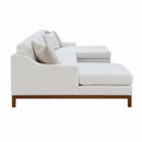 Valiant 127" Sectional sofa w/4 Pillows, Ivory Chenille Acme
