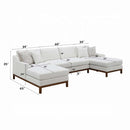 Valiant 127" Sectional sofa w/4 Pillows, Ivory Chenille Acme