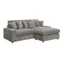 Tavia Reversible 84" Sectional Sofa w/6 Pillows, Gray Corduroy Acme