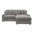 Tavia Reversible 84" Sectional Sofa w/6 Pillows, Gray Corduroy Acme