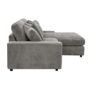 Tavia Reversible 84" Sectional Sofa w/6 Pillows, Gray Corduroy Acme