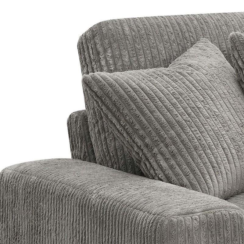 Tavia Reversible 84" Sectional Sofa w/6 Pillows, Gray Corduroy Acme