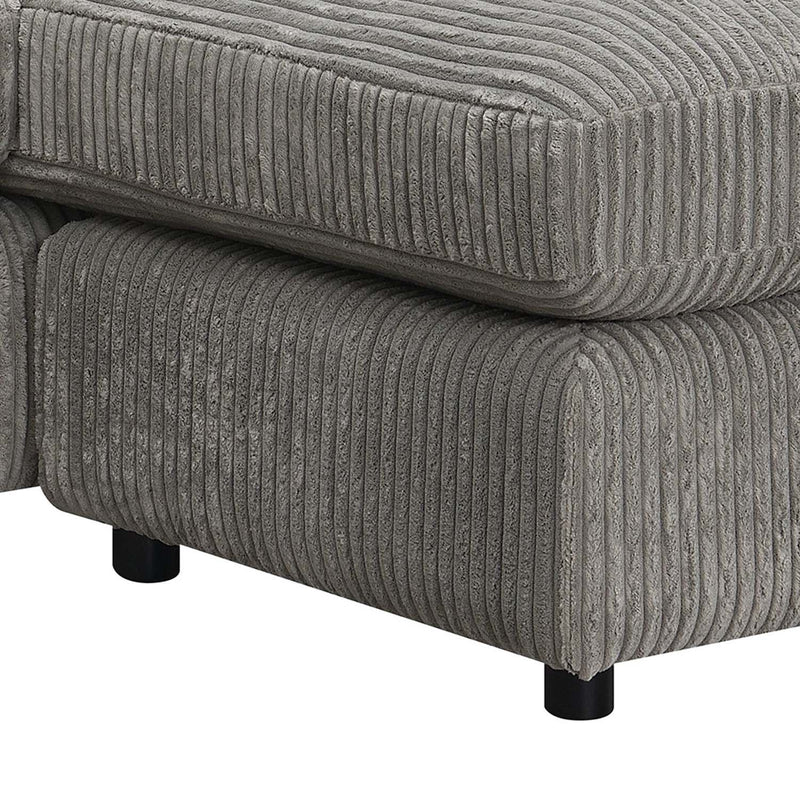 Tavia Reversible 84" Sectional Sofa w/6 Pillows, Gray Corduroy Acme