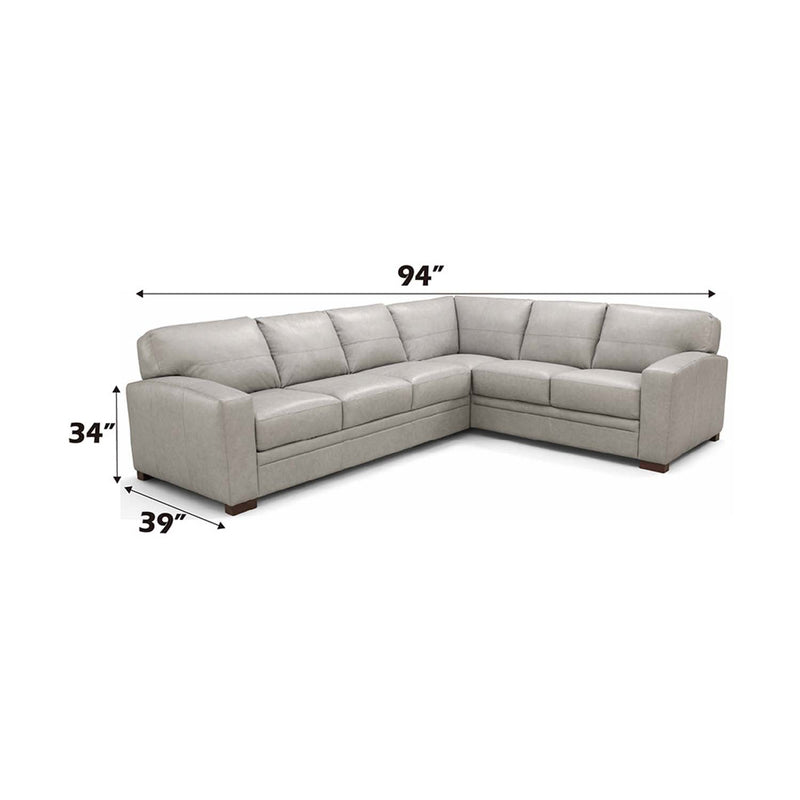Goma 174" Sectional Sofa w/Sleeper, Light Gray Top Grain Leather Acme