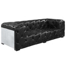 Brancaster 95" Sofa, Black Top Grain Leather & Aluminum Acme