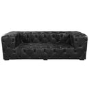 Brancaster 95" Sofa, Black Top Grain Leather & Aluminum Acme