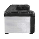 Brancaster 95" Sofa, Black Top Grain Leather & Aluminum Acme