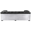 Brancaster 95" Sofa, Black Top Grain Leather & Aluminum Acme