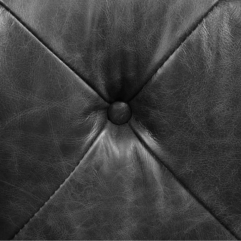 Brancaster 95" Sofa, Black Top Grain Leather & Aluminum Acme
