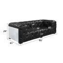 Brancaster 95" Sofa, Black Top Grain Leather & Aluminum Acme