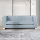 Saree 85.25" Sofa, Light Teal Chenille & White Finish Acme