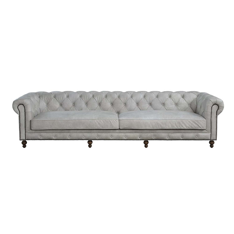 Ofer 122.05" Sofa, Vintage White Top Grain Leather Acme