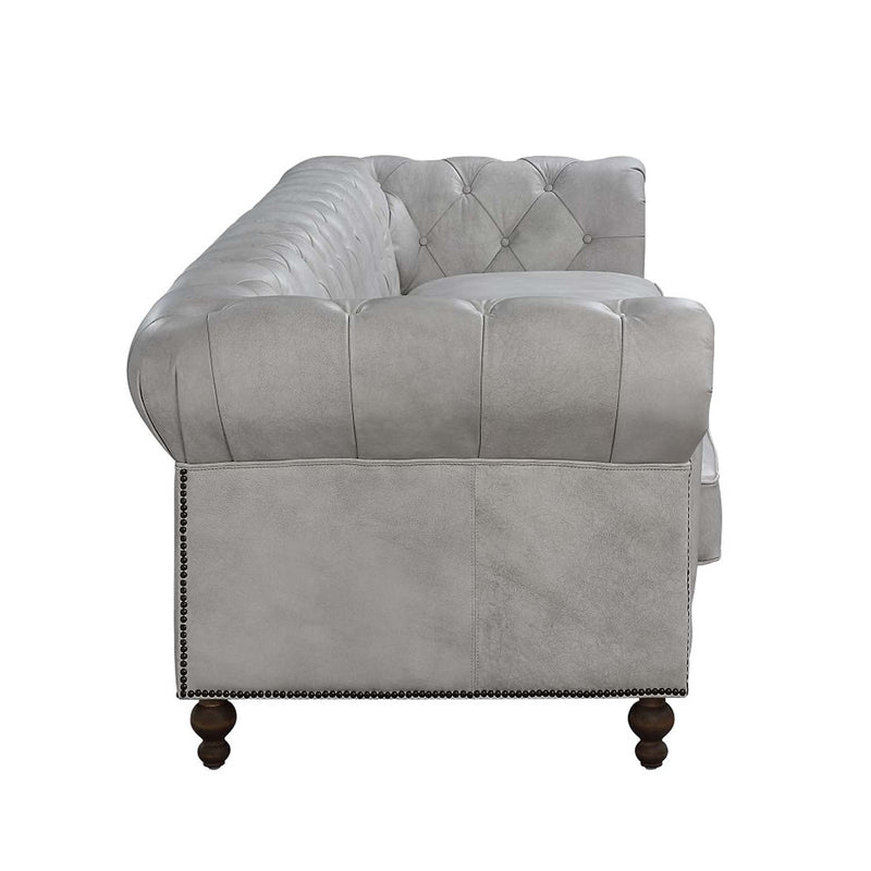 Ofer 122.05" Sofa, Vintage White Top Grain Leather Acme