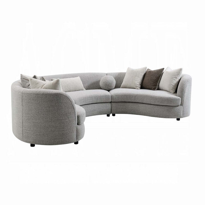 Ivria 215" Sectional Sofa w/9 Pillows, Gray Boucle Acme