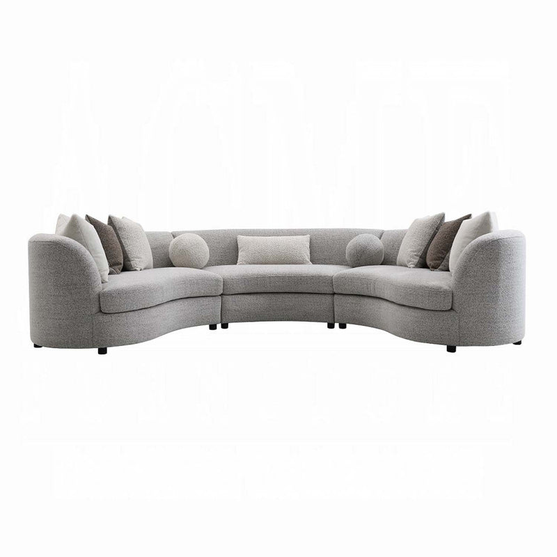 Ivria 215" Sectional Sofa w/9 Pillows, Gray Boucle Acme