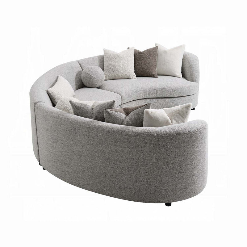 Ivria 215" Sectional Sofa w/9 Pillows, Gray Boucle Acme