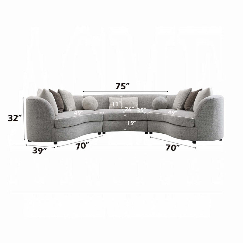 Ivria 215" Sectional Sofa w/9 Pillows, Gray Boucle Acme