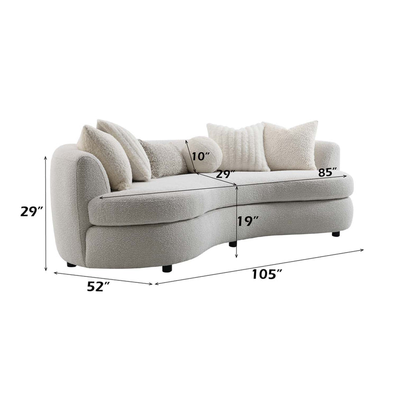 Iniko 105" Sofa w/6 Pillows, Beige  Boucle Acme
