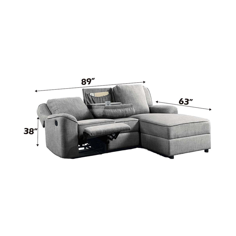 Destiny Motion 89" Sectional Sofa, Gray Linen Acme