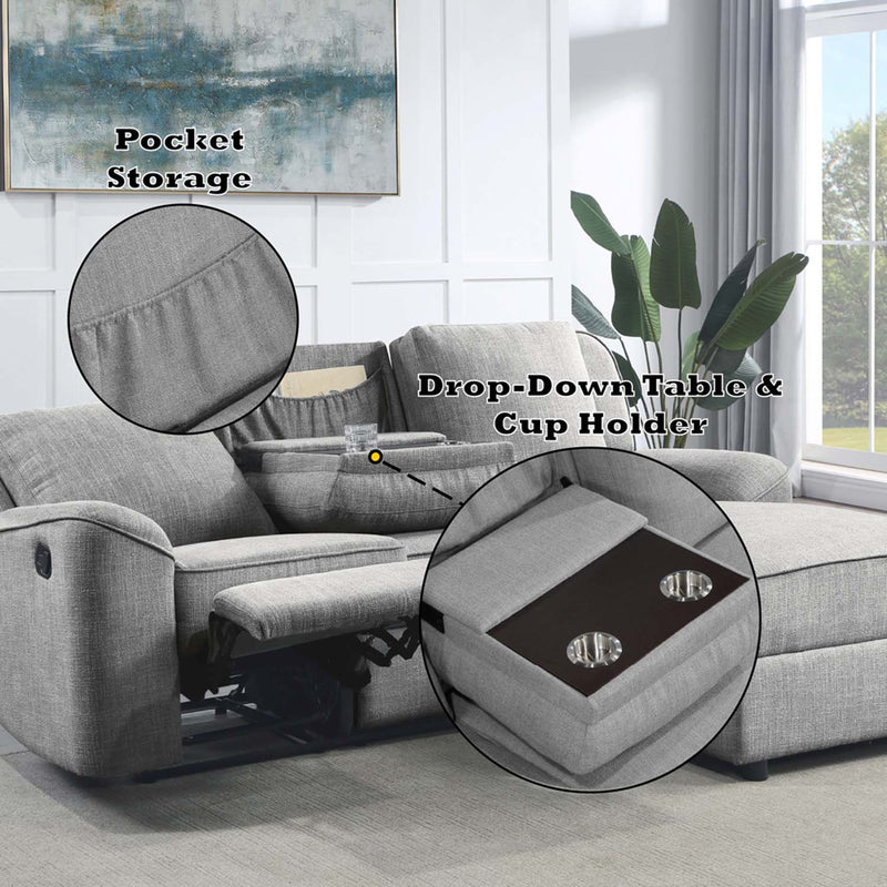 Destiny Motion 89" Sectional Sofa, Gray Linen Acme