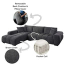 Chosen 121" Sectional Sofa w/3 Pillows, Gray Chenille Acme