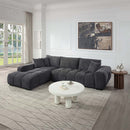 Chosen 121" Sectional Sofa w/3 Pillows, Gray Chenille Acme