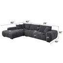 Chosen 121" Sectional Sofa w/3 Pillows, Gray Chenille Acme