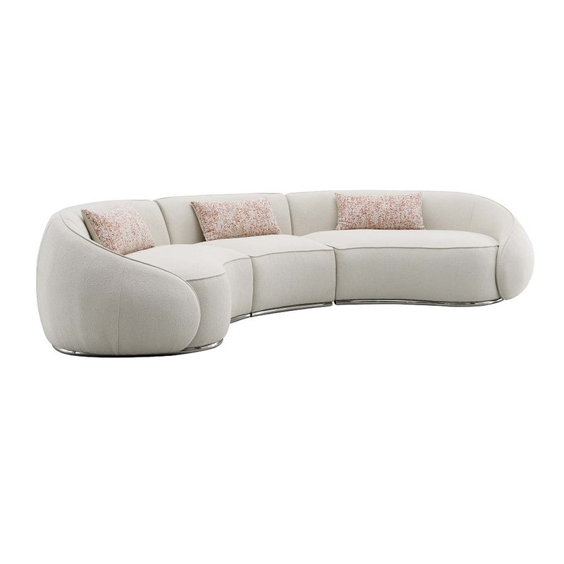 Sahara 185" Sectional Sofa w/3 Pillows, Beige Boucle Acme