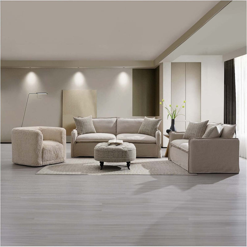 Upendo 84.3" Sofa w/2 Pillows, Beige Linen Acme