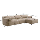 Veata 127" Sectional Sofa, Light Brown Suede Acme