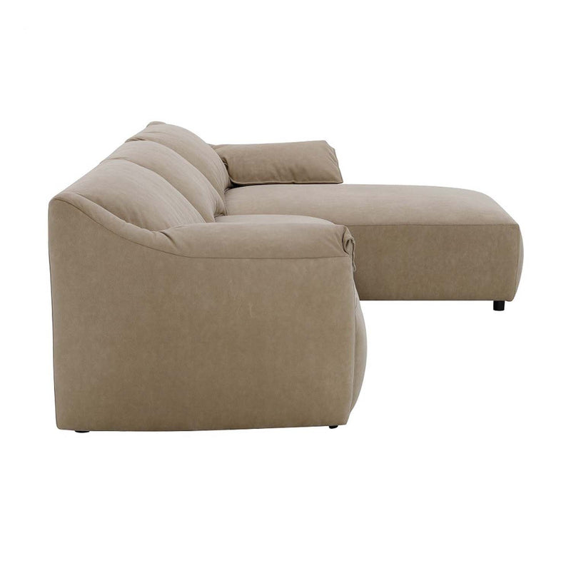 Veata 127" Sectional Sofa, Light Brown Suede Acme