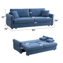 Haran 92" Sleeper Sofa, Blue Fabric Acme