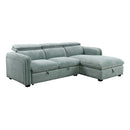 Zavala 96" Sectional Sofa w/Sleeper & Storage, Light Green Chenille Acme
