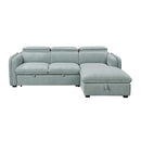 Zavala 96" Sectional Sofa w/Sleeper & Storage, Light Green Chenille Acme