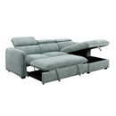 Zavala 96" Sectional Sofa w/Sleeper & Storage, Light Green Chenille Acme