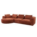 Aceso 136" Sectional Sofa w/4 Pillows, Rust Brown Chenille Acme