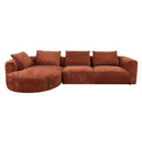 Aceso 136" Sectional Sofa w/4 Pillows, Rust Brown Chenille Acme