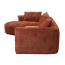 Aceso 136" Sectional Sofa w/4 Pillows, Rust Brown Chenille Acme
