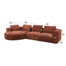 Aceso 136" Sectional Sofa w/4 Pillows, Rust Brown Chenille Acme