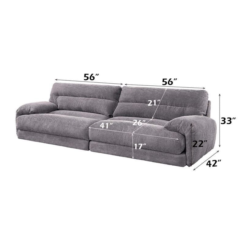 Cadenza 114" Sofa, Gray Corduroy Acme