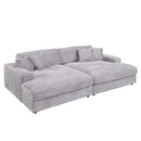 Hilde 112" Sectional Sofa w/4 Pillows, Light Gray Corduroy Acme