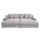 Hilde 112" Sectional Sofa w/4 Pillows, Light Gray Corduroy Acme
