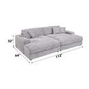Hilde 112" Sectional Sofa w/4 Pillows, Light Gray Corduroy Acme
